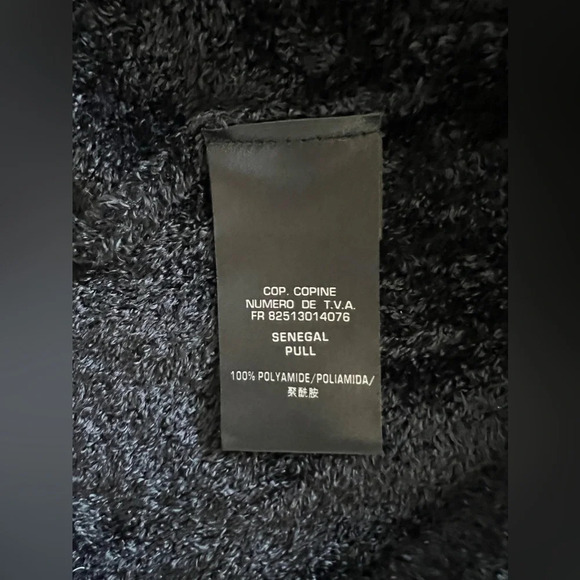 Cop Copine Paris Senegal Black Batwing sweater chenille fuzzy soft L - Picture 10 of 13